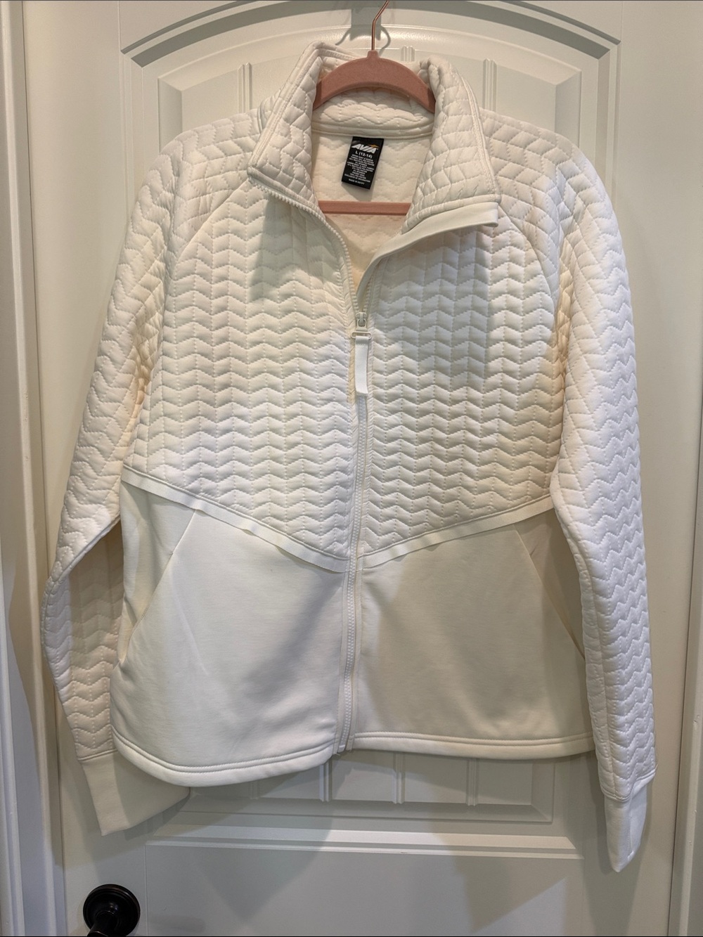 Avia Cream Quilted Full-Zip Bomber Jacket